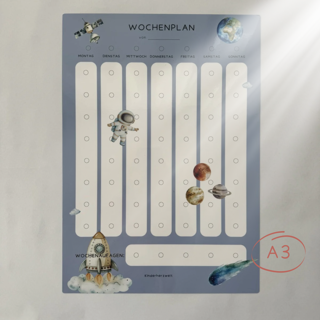 Wochenplan A3 Weltraumhelden laminiert