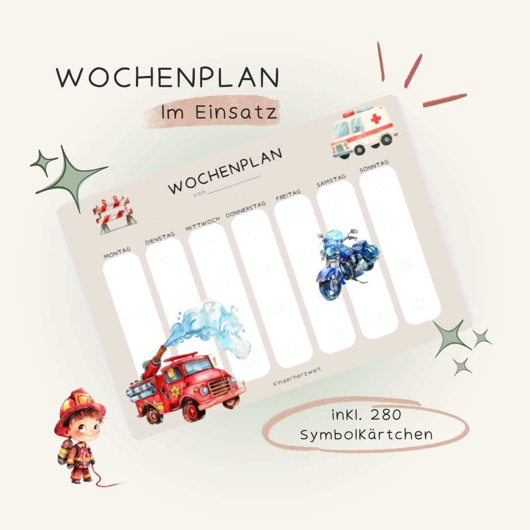 Wochenplan "Im Einsatz" laminiert