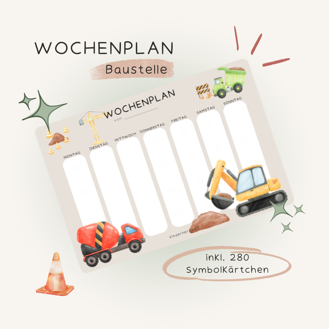 Wochenplan Baustelle laminiert