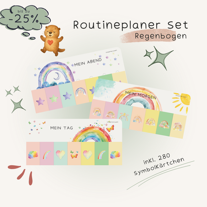 Routineplaner Set Regenbogen laminiert