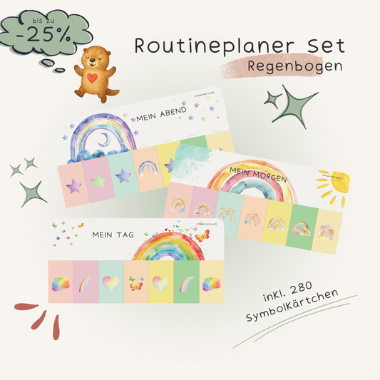Routineplaner Set Regenbogen laminiert