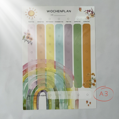 Wochenplan A3 Regenbogen laminiert