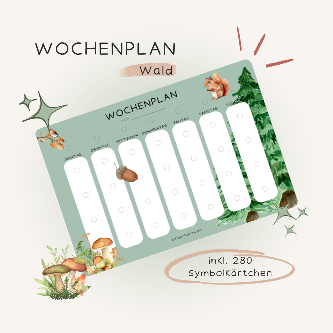 Wochenplan Wald laminiert