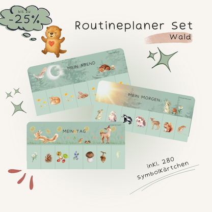 Routineplaner Set Wald laminiert