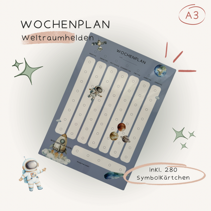 Wochenplan A3 Weltraumhelden laminiert