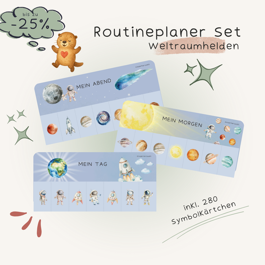 Routineplaner Set Weltraumhelden laminiert