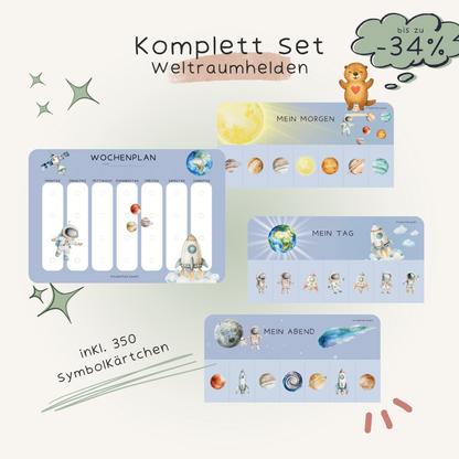 Komplett-Set Weltraumhelden laminiert