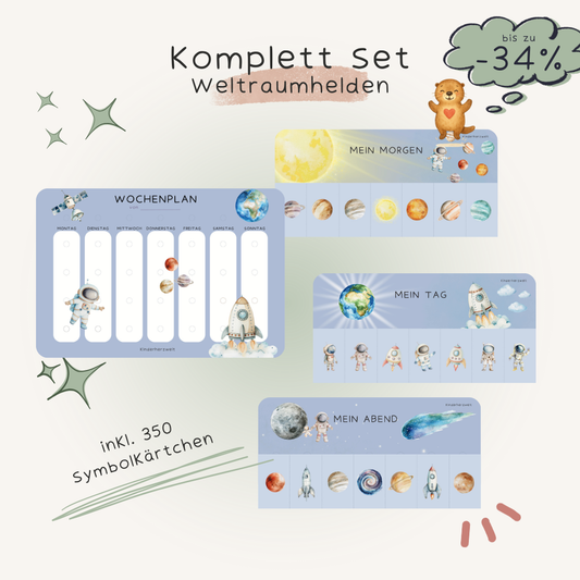 Komplett-Set Weltraumhelden laminiert