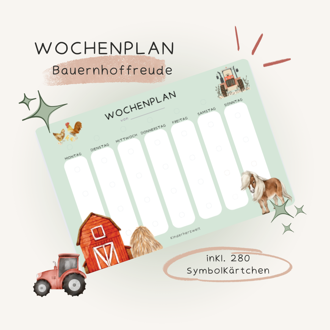 Wochenplan Bauernhoffreude laminiert