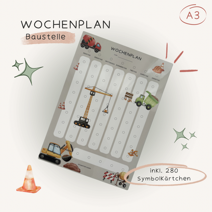 Wochenplan A3 Baustelle laminiert