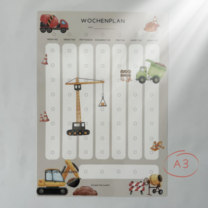 Wochenplan A3 Baustelle laminiert