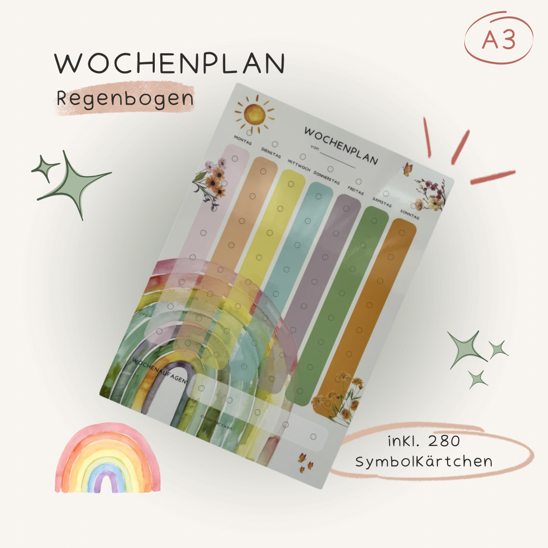 Wochenplan A3 Regenbogen laminiert